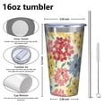thumbnail image 4 of 16oz Tumblers Pioneer Flower Stainless Steel Vacuum Insulated Double Wall Travel Tumbler Cups Mug with Lid and Straw,Cleaning Brush for Coffee,Tea, 4 of 4