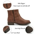 thumbnail image 3 of Veittes Women's Ankle Boots - Classic Side Zip, Cover with Buckle Strap, Comfortable Platform, Round Toe, Low Chunky Heel Comfort Slip On Fashion Dark Brown Boots.(PU,7.5), 3 of 6