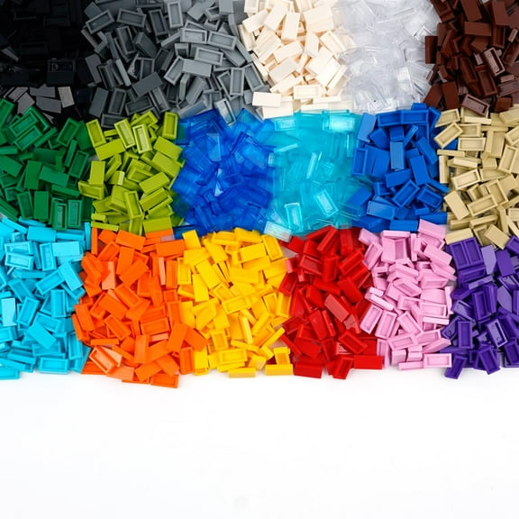 Tiles 1x2 Flat Bricks - 1000pcs Classic Building Blocks Parts and Pieces,Smooth Plate Accessories Bulk Lots Multicolor