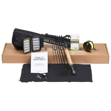 Cross Water Fly Rod - Wild Water Fly Fishing Complete 5 Weight 7 Piece Pack Rod & Reel Starter Package