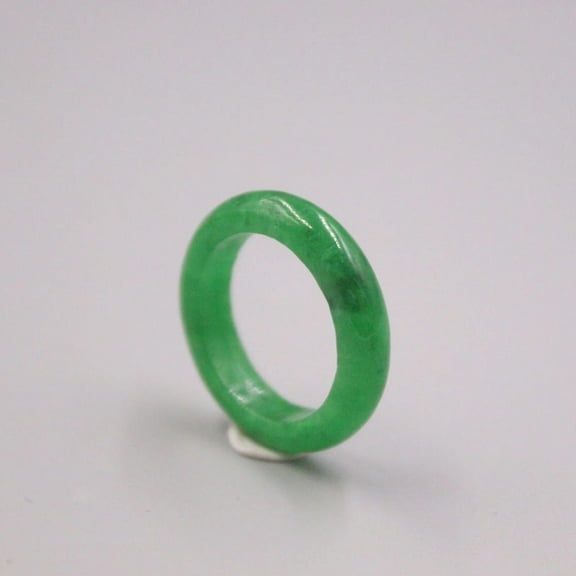 K-KED Women's Chinese Green Jadeite Jade Ring Band Real Genuine Heating Jade Size 9