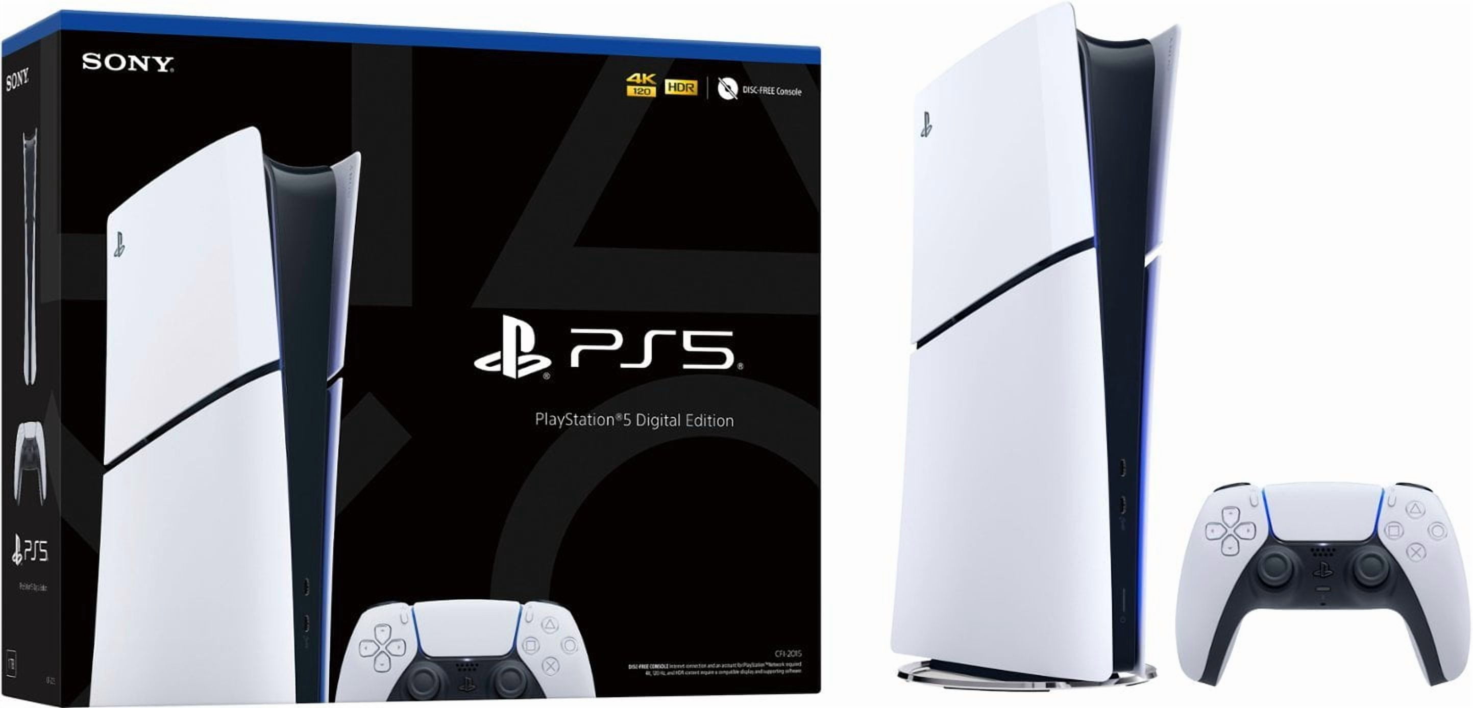Restored Sony PlayStation 5 Slim Console Digital Edition - White (Refurbished) thumbnail 2