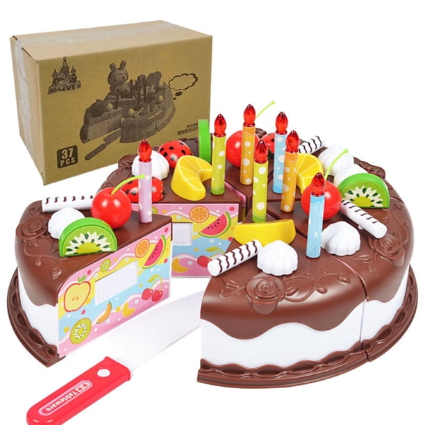 Relájate, amor, juego de juguetes de pastel de cumpleaños, 37 piezas, simulación de alta simulación, juego de pastel de fiesta de cumpleaños, juego de pastel de cosplay para niños de 3 años en