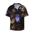 thumbnail image 2 of Lsque Five Nights At Freddy'S print Men's Cuban Collar Short Sleeve Shirt Summer Beachwear Casual Button Down Fashionable Vacation Leisure Shirt-4X-Large, 2 of 7