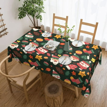 

XMXT Polyester Rectangle Tablecloth Fun Santa Socks Print Waterproof Table Cloth Home Dinner Decor Table Cover for Holiday Party 54 x 72 inches