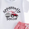 thumbnail image 4 of KPOPLK Toddler Baby Boy Clothes 3 6 9 12 18 Months 2 3T 4T Tractor Letter Print Shirt Plaid Shorts Set Outfits 2 PCS(12-18 Months,Watermelon Red), 4 of 4