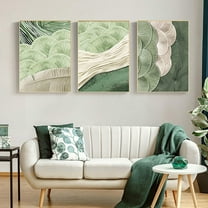 Abstract Green and White Wall Art Mid Century Ginkgo Leaf Texture Decor Posters Modern Minimalist Canvas Prints Wall Decor Pictures for Bedroom Living Room Kitchen Decoration Unframed (12"x16")