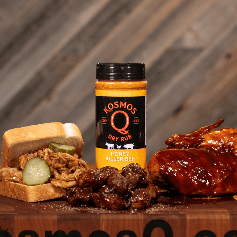 3 pack) Kosmos Q Honey Killer Bee Dry BBQ Rub and Seasonings for