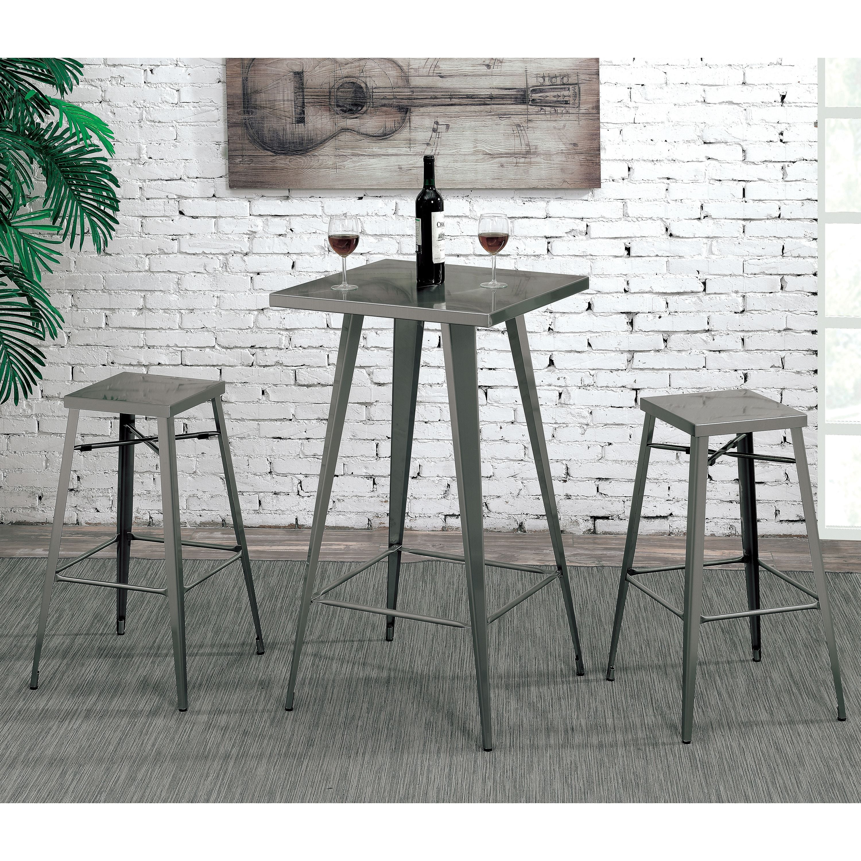 Furniture of America Merin Square Backless Dining Room 30" Bar Stools, Gun Metal (Set of 2)
