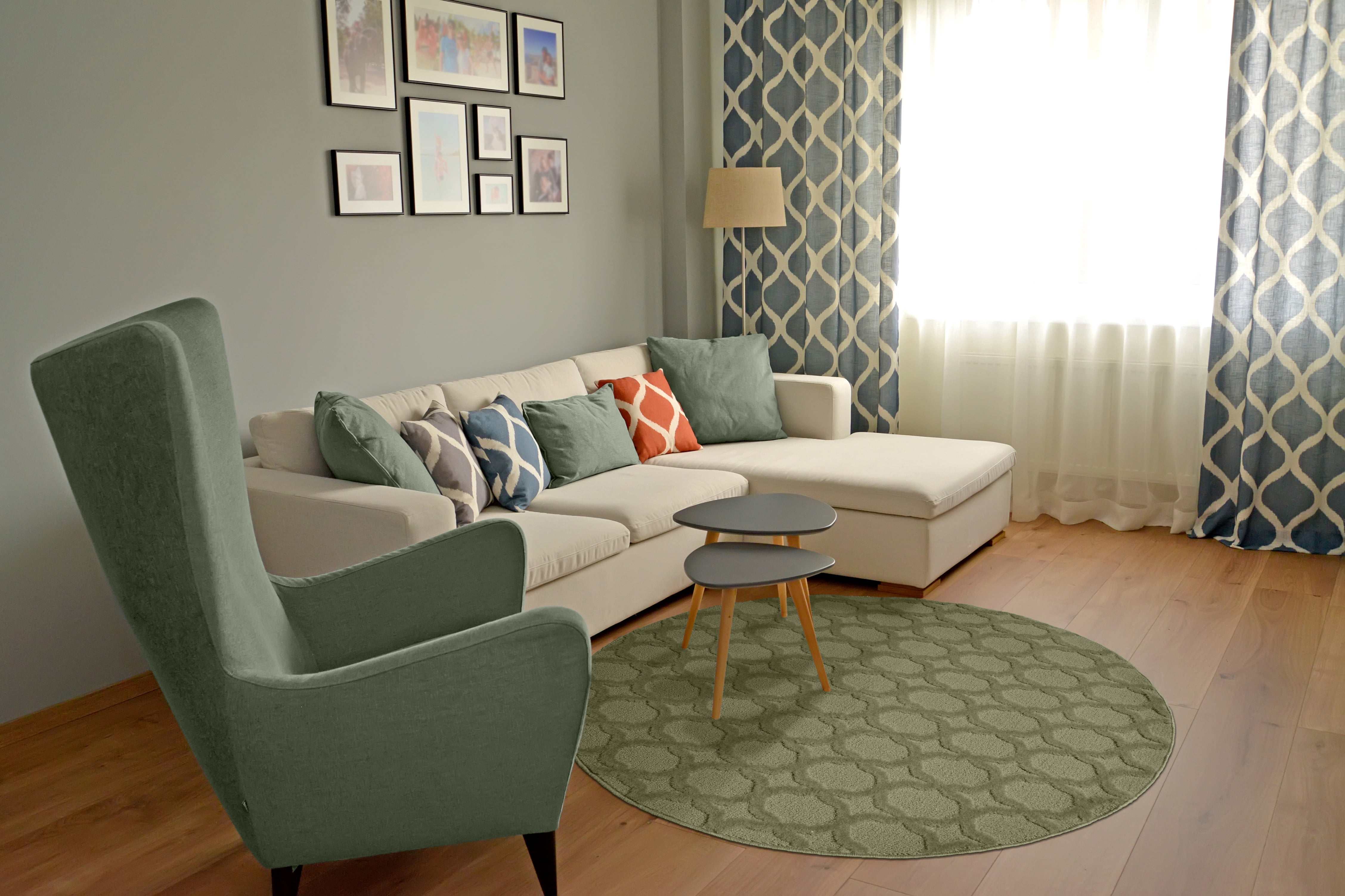 Garland Rug Sparta Sage Round Indoor Area Rug, 5' x 5'