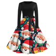 thumbnail image 2 of Christmas Dresses for Women Women's Christmas Printed Long Sleeve Round Neck Plus Size Evening Prom Dresses for Formal Christmas Party,Hot Pink,3XL, 2 of 5