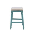 thumbnail image 5 of Pemberly Row Saddle Polyester Upholstery Wood Counter Stool in Blue - Set of 3, 5 of 10