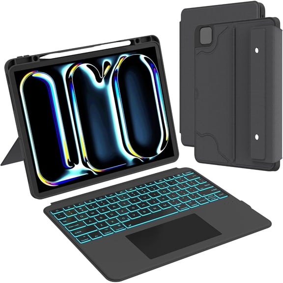 7-Color Backlit Keyboard Case with Touchpad & Pencil Holder for iPad Pro 13" M4 2024
