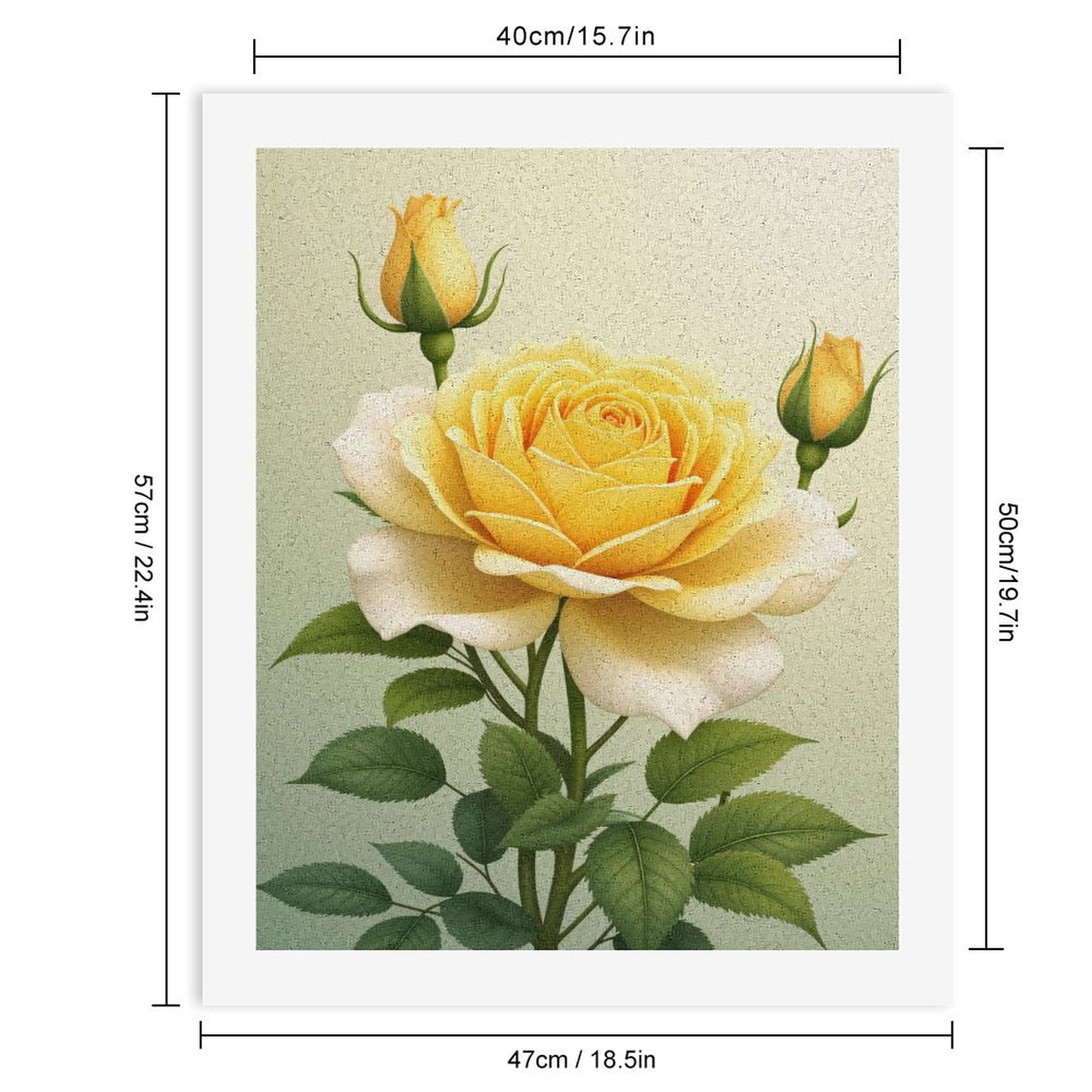 Paint By Numbers Kit for Adults Beginner - DIY Yellow Rose Blooms With Buds Canvas Painting Kits for Adults, Frameless Paint By Number for Adults for Home Wall Decor 16x20 Inch