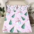 thumbnail image 2 of Feelyou Teens Winter Snowman Bed Sheets, Dreamy Fairy Tale King Sheets, Christmas Dots Tree Sheet Set, Breathable Home Decor, 4-Piece, 2 of 7