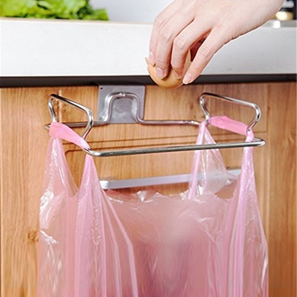 Stainless Steel Garbage Bag Kitchen Rack Towel washcloth Hanging Holder Store 