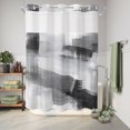 thumbnail image 5 of No Hook Shower Curtain, Black Grey Abstract Shower Curtains for Bathroom with See Through Top Window, Gradient Modern Geometric Simple Art Waterproof & Washable Bath Curtain Extra Long 72"x84", 5 of 7