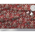 thumbnail image 2 of Soimoi Red Heavy Satin Fabric Snowflake & Red Berries Fruits Printed Fabric 1 Yard 54 Inch Wide, 2 of 3