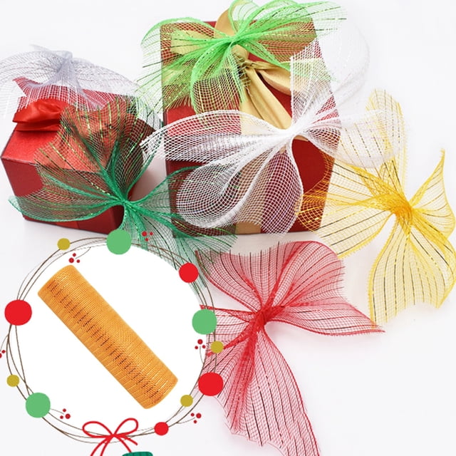 Home Tools Poly Mesh Ribbon with Metallic Foil Each Roll for Wreaths Swags Bows Wrapping And Decorating