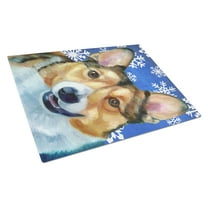 Carolines Treasures LH9588LCB Corgi Winter Snowflakes Holiday Glass Cutting Board Large, 12H x 16W, multicolor