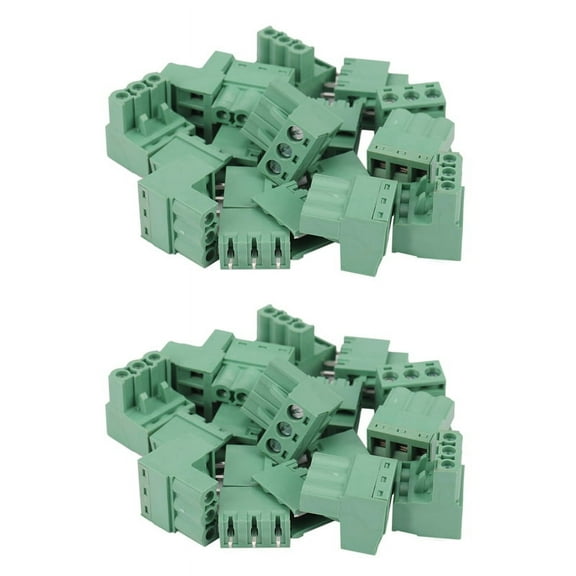 20Pcs 5.08mm Pitch 3Pin Plug-in Screw PCB Terminal Block Connector Right Angle,20 x 3Pin Pluggable Terminal Block,green