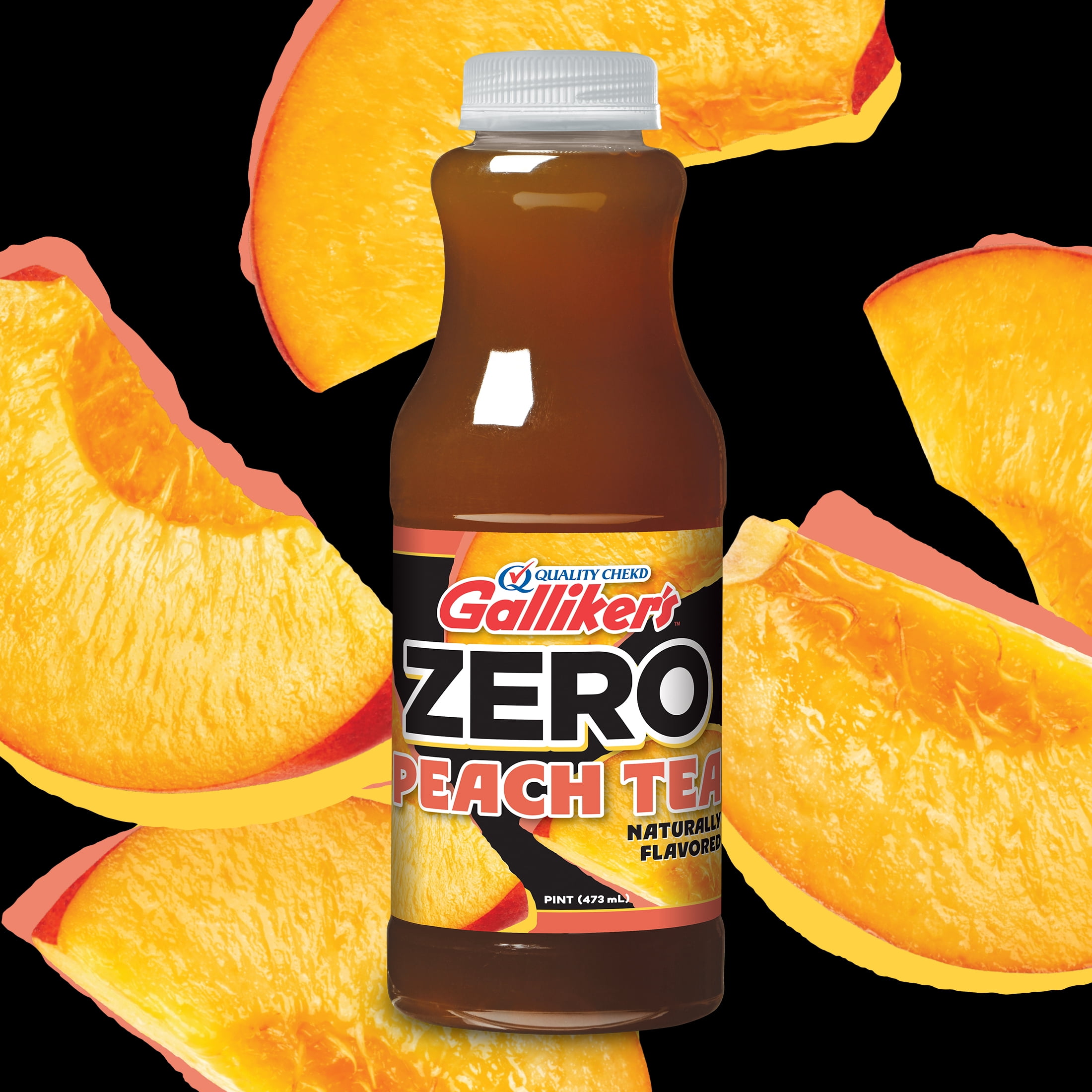 Galliker's Naturally Caffeinated Peach Zero Calorie Iced Tea Pint
