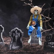 2Pcs Halloween Banjo Playing Skeletons, Funny Animated Dueling Banjo Skeletons Country Cowboy Skeleton Musicians with Movable Joints for Prop Decor halloween decorations (15.75 In ,Red&Yellow)