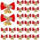 thumbnail image 1 of Lazo navideño con campanas Mini adorno con lazo Coronas navideñas Lazos Cinta artesanal Lazo Árbol de Navidad Decoración colganteRojo, dorado24 piezas, 1 of 5