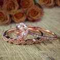 thumbnail image 3 of Antique Vintage Design 2.25 Carat 6mm Round Morganite Diamond Moissanite Halo Bridal Wedding Ring Set With 18K Rose Gold Plating, 3 of 5