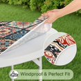 thumbnail image 5 of Stretchable Round Table Cover with Bohemian Floral Pattern - Elastic Edge Fits 52 to 56 Inch Tables - Vibrant Kitchen Dining Room Tablecloth Decor, 5 of 7