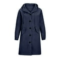 thumbnail image 5 of Plus Size Trench Coats for Women with Hood Waterproof Fall Winter Long Rain Jacket Casual Oversized Windbreaker Outwear Navy 2XL, 5 of 5