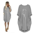 thumbnail image 2 of PENGXIANG Robe Chandail Oversize pour Femmes Imprimé Chat Manches Courtes Été Poche Mini Robe de Plage pour Femmes 2022, 2 of 5