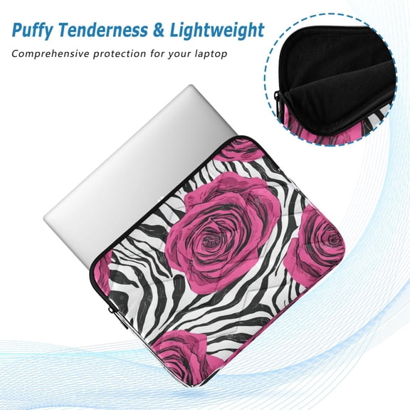Iauyy（M)13.4 inch Laptop Sleeve,Shockproof Durable Computer Carrying laptop Bag，Slim Cover for 13.4-14 inch HP Dell Lenovo Asus Notebook,Rose-like Zebra Pattern
