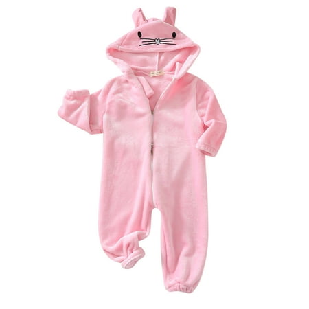 

Dpytoraw Toddler Boys Girls New Long Sleeve Winter Rabbit Ears Hooded Jumpsuit Romper Size 6-12 Months