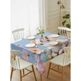 thumbnail image 2 of Spring Easter Sheep Rectangle Tablecloth, Colorful Eggs Floral Botanical Blue Striped Waterproof & StainResistant Tablecloth, Washable Oil-proof Table Cover for Dining/Party/Wedding/Buffet 52x70 In, 2 of 9