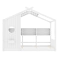 thumbnail image 5 of Euroco Wood Twin Size House Bed with Cabinets, Floor Bed with Roof Design and Storage Shelves, White, 5 of 11