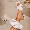 thumbnail image 5 of Womens Heeled Sandals Open Square Toe Slip on Mules Crooss Strap Kitten Heels Trendy Slides Summer Dress Shoes White Size 6.5, 5 of 7