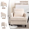 thumbnail image 3 of Tabaray Mid-Century Chenille Accent Chair with Cushion Back and Pillow, Beige (Set of 2), 3 of 7