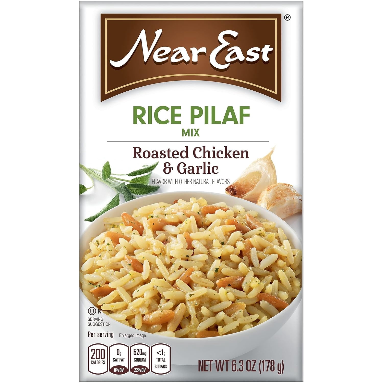 Near East Rice Pilaf Mix Roasted Chicken and Garlic 12-Pack 6.3 oz