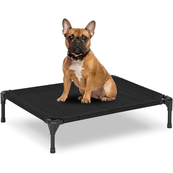 Raised Dog Cot with Steel Frame and Textilene Mesh 32"L x 25"W x 7"Th Black