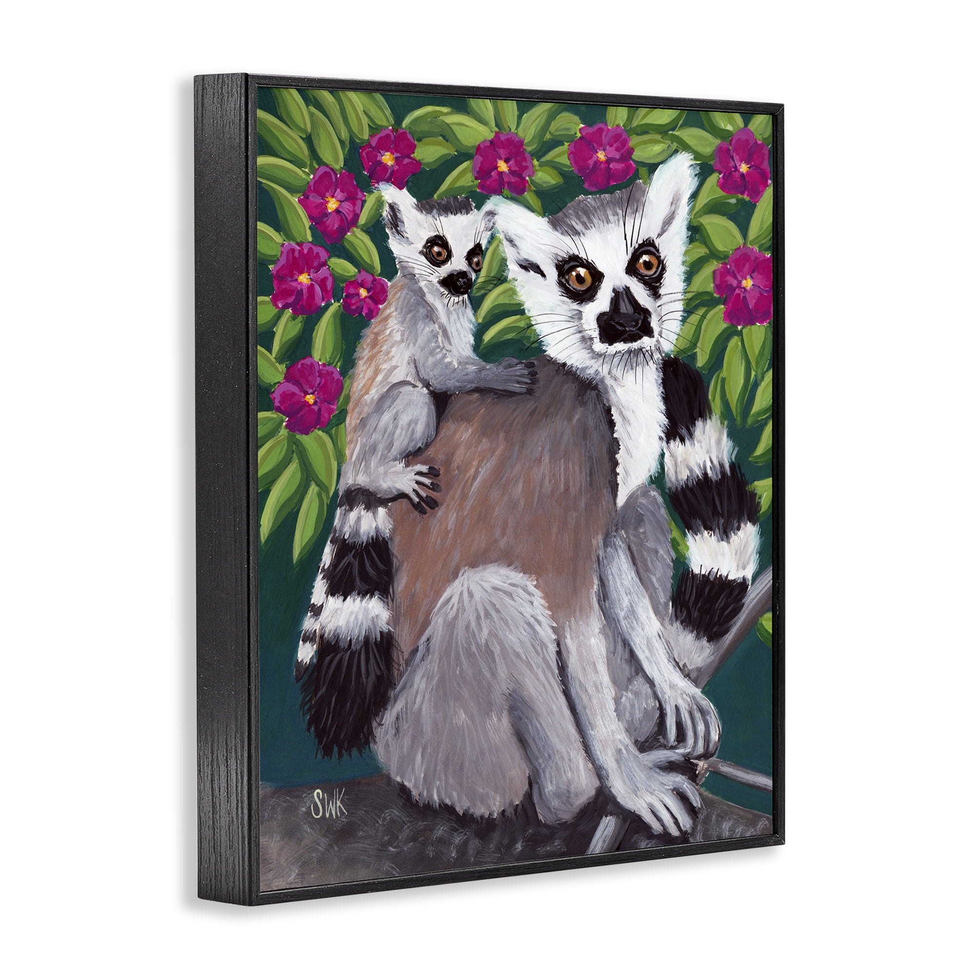 Stupell Industries Ring Tailed Lemur Mama & Baby Black Framed Giclee Art, design by Sarah Waldron Kimball