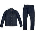 thumbnail image 4 of Men 2-Piece Hardcore Unwashed Denim Standard Fitted Jean Suit Jacket & Pants, 4 of 5
