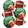 Football Frenzy Touch Down Field Goal Mylar Foil Balloon Pack, 6pc, Green Brown