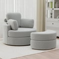 thumbnail image 3 of MEISSALIVVE 360° Swivel Barrel Accent Chair with Ottoman, Round Cuddle Lounge Seat with Pillow, Modern Design for Living Room, Bedroom, Gray, 3 of 8