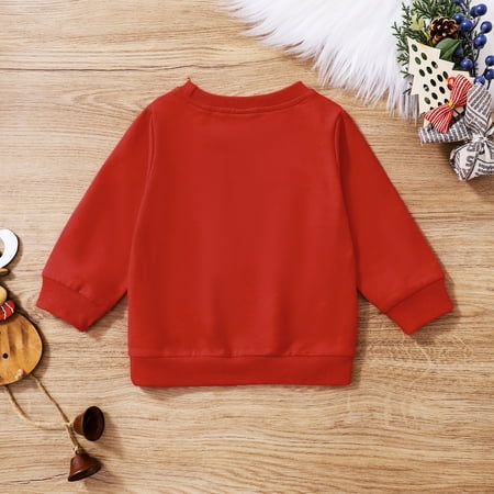 

Cathalem Youth Small Hoodie Children s Christmas Printed Letters Tops Long Sleeve Pullover Solid Color Boys Jacket Cotton Childrenscostume Red 2-3 Years