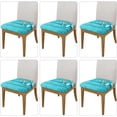 thumbnail image 2 of Square Seat Covers for Dining Room Chairs Set of 6, Starfish Chair Covers with Elastic Ties, Stretch Removable Washable Chair Seat Protector Cushion Slipcovers for Kitchen Hotel, 2 of 6