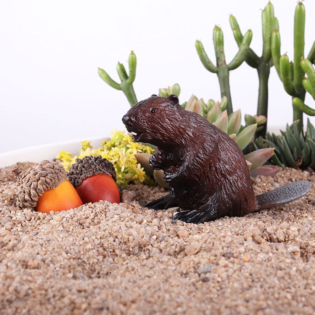 Pixnor Plastic Beaver Toy Simulation Beaver Figure Realistic Fun Toys Plastic Beaver Animal Model Party Favors For Kids Brown Brown
