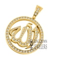 thumbnail image 3 of 10K Yellow Gold Finish Simulated Diamonds Pendant Islamic Allah God Arabic Scripture Charm Muslim Medallion 2.5 Inch, 3 of 4