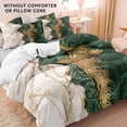 thumbnail image 2 of Orylavena Emerald Green and Gold Marble Microfiber Duvet Cover Set, Queen, 3-Piece, 2 of 8