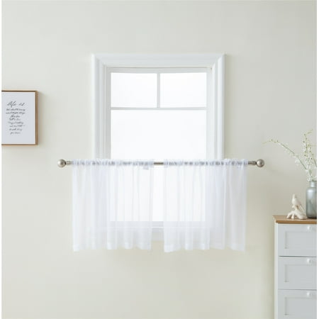 HLC.ME Sheer Voile Window Curtain Panels Café Tier Valance for Kitchen, Bedroom, Small Windows & Bathroom, Set of 2 (Best Decor For Small Bedroom)